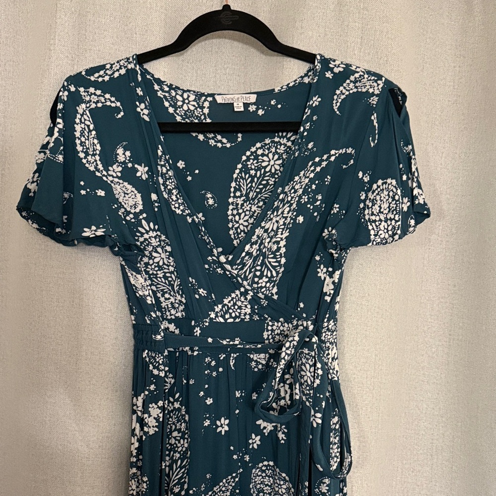 Patrons of Peace Teal and White Maxi Dress